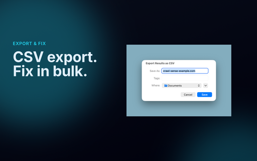 Crawl Sense CSV Export