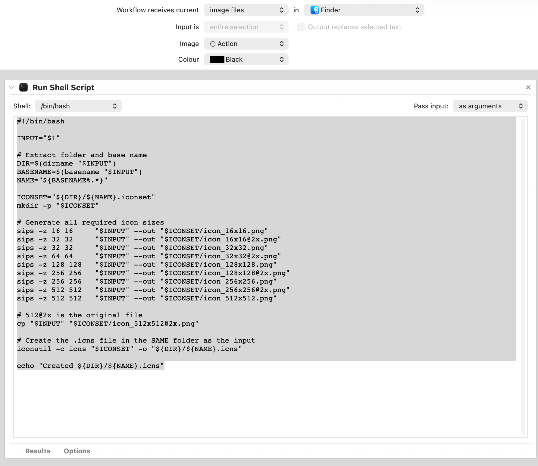 Automator ICNS creation